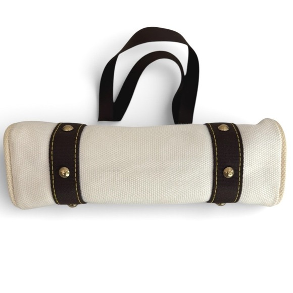 Louis Vuitton Antigua Cabas PM Sailcloth Canvas Tote Ivory Brown Leather Studded - Picture 7 of 14